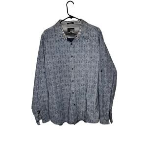 Eighth Avenue Mens Sz XL Blue/White Paisley Button Up‎ Long Sleeve Shirt Cotton